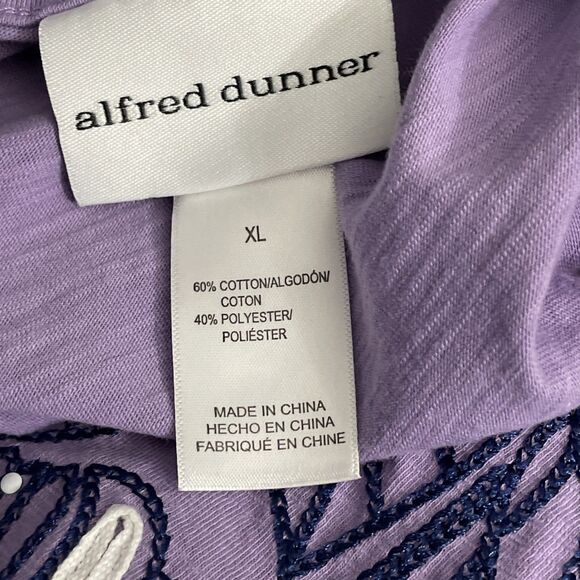 Alfred Dunner Women’s XL Purple Long Sleeve Floral Embroidered Top Cottagecore - Picture 3 of 12